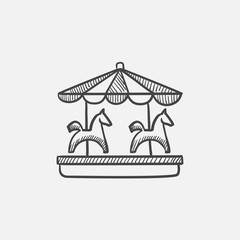 Poster - Merry-go-round sketch icon.