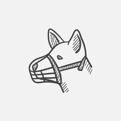 Sticker - Dog with muzzle sketch icon.