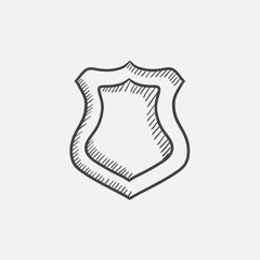 Poster - Police badge sketch icon.