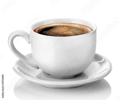 white cup of coffee isolated on the white background Tableau sur Toile