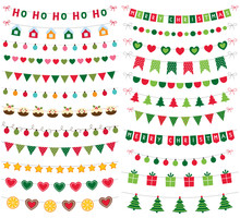 Christmas Banners, Garlands And Decoration Set