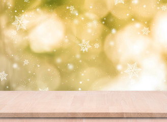 Wall Mural - Wood Empty material wooden, deck, table for christmas 