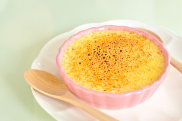 Creme brulee, a vanilla cream dessert with caramelised sugar on top