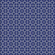 Seamless Pattern With Symmetric Geometric Ornament. Navy Color Abstract Background.