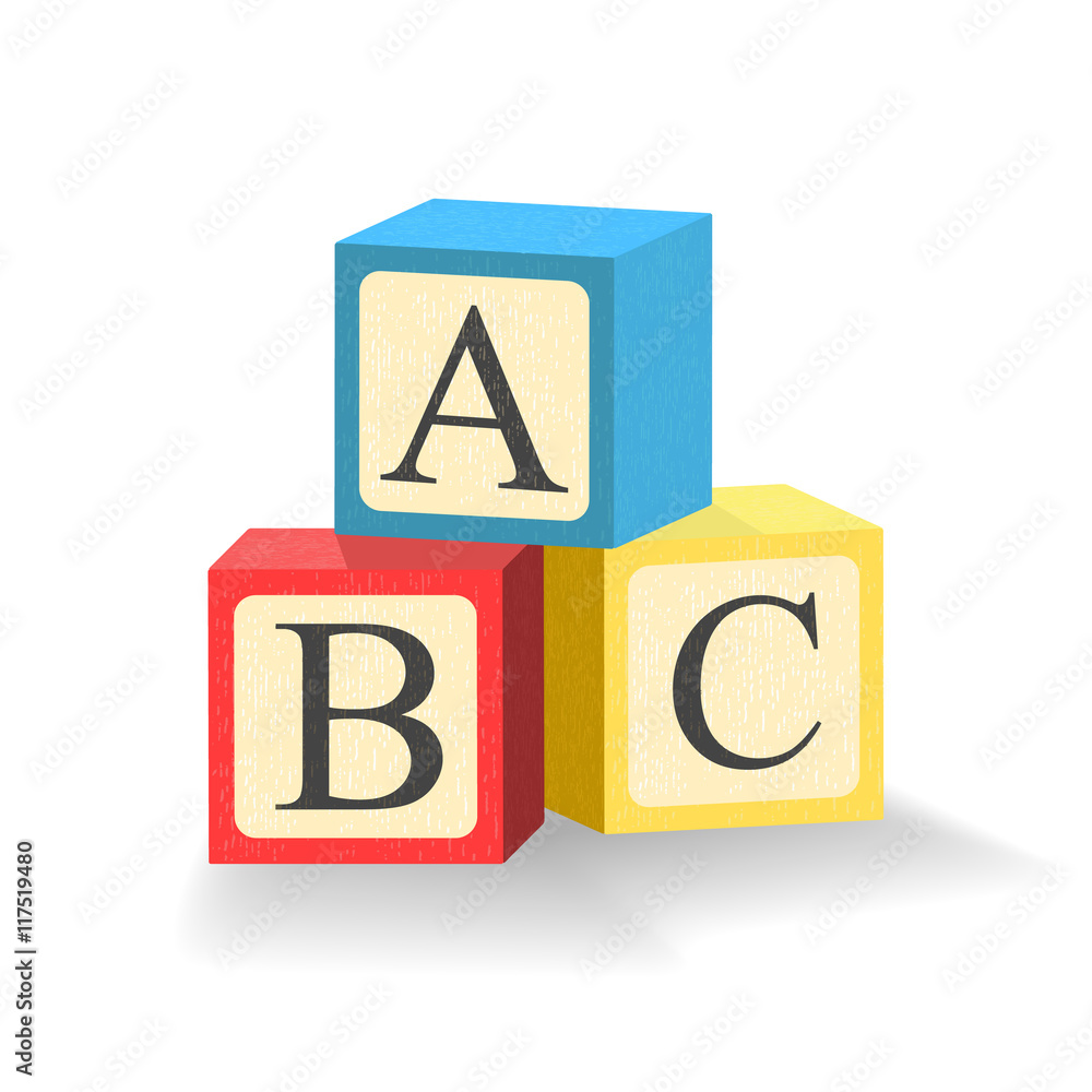 Building ABC block. Cartoon vector illustration. Playing wooden ...