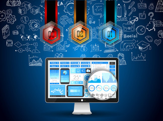 App Development Infpgraphic Concept Background with Doodle design