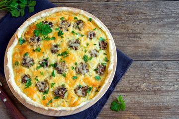 Wall Mural - quiche pie with mushrooms