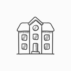 Sticker - Two storey detached house sketch icon.