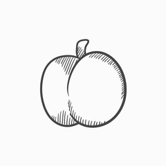 Sticker - Plum with leaf sketch icon.