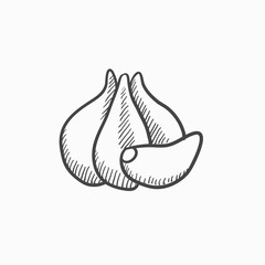 Sticker - Garlic sketch icon.