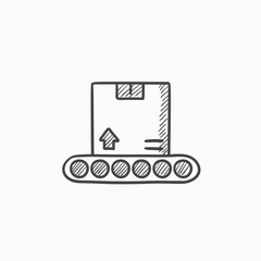 Wall Mural - Conveyor belt for parcels sketch icon.