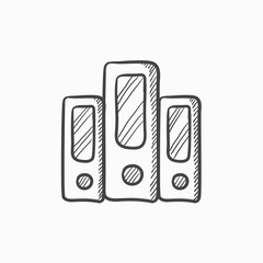 Sticker - Row of folders sketch icon.