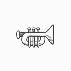 Sticker - Trumpet sketch icon.