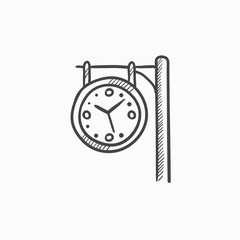 Canvas Print - Train station clock sketch icon.