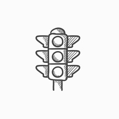 Wall Mural - Traffic light sketch icon.