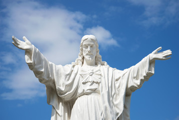 Jesus Christ embraces the world. The sculpture at the Cathedral of Nha Trang. Vietnam