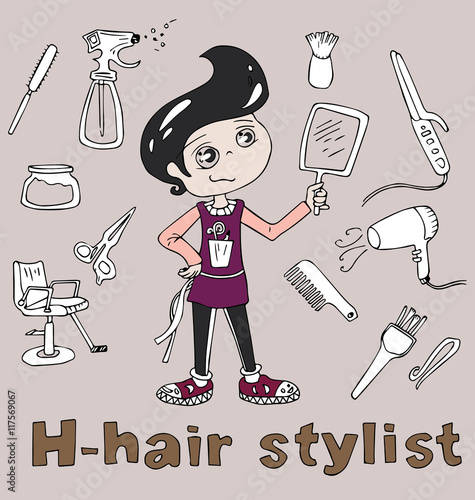 The Professions Hair Stylist In Alphabetical Order Cartoon Hand