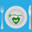 Вегетарианская еда, веган, тарелка вилка и нож