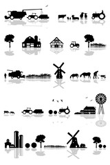 Wall Mural - Landwirtschaft Silhouetten