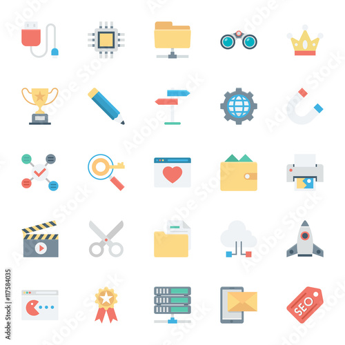 Fotografie, Obraz SEO and Internet Marketing Colored Vector Icons 4