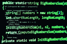 Programming Code - Green Color, Written In C# Language Syntax