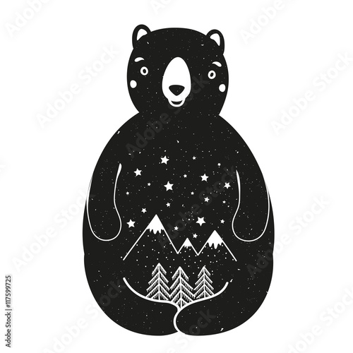 Board z aluminiowym obramowaniem Ilustracji wektorowych z niedźwiedzia cute cartoon stylu. 