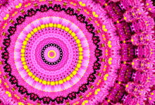 Kaleidoscope Pattern Of Pink And Yellow Flowers