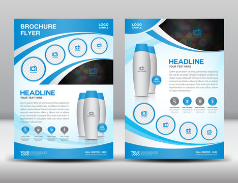 Blue business brochure flyer design layout template in A4 size m