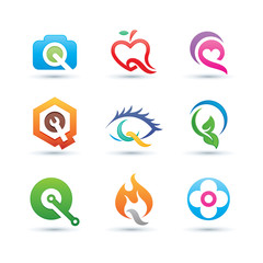 Wall Mural - Set of Abstract Letter Q Logo - Vibrant and Colorful Icons Logos