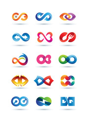 Wall Mural - Set of Abstract Infinity Logo - Vibrant and Colorful Icons Logos