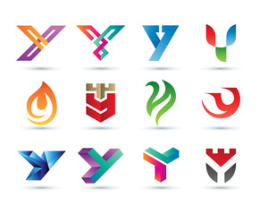 Wall Mural - Set of Abstract Letter Y Logo - Vibrant and Colorful Icons Logos