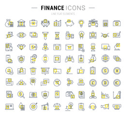 Wall Mural - Set Vector Flat Line Icons Finance