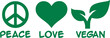 Peace love vegan with icons