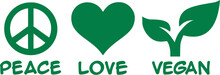 Peace Love Vegan With Icons