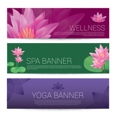 Wall Mural - Wellness Spa Yoga banner template flyer menu cover, vector illustration