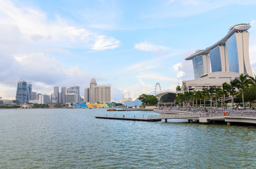 Poster - view of Singapore downtown and marina bay