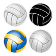 Volleyball Balls set. Sports equipment. Realistic and stylized Vector Illustration. Isolated on White Background.