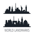 World landmarks isolated silhouettes for wallpaper. Vector illustration