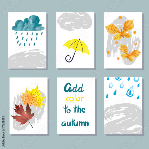 Fall set. Autumn card desig...
