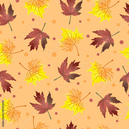 Watercolor maple leaves sea...