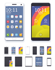 Vector generic smartphones and tablet computers with interface icon set