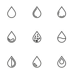 Wall Mural - vector line drop icon set