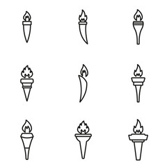 Sticker - Vector line torch icon set