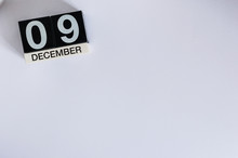 December 9th. Day 9 Of Month, Calendar On White Background. Winter Concept. Empty Space For Text