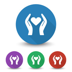Wall Mural - white heart care icon in different colors set