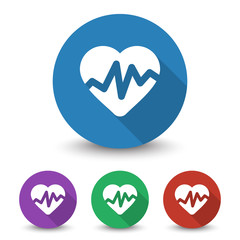 Wall Mural - white heart rate pulse icon in different colors set