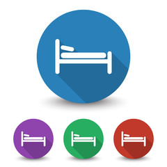 Wall Mural - white bed icon in different colors set