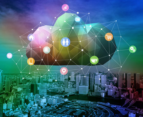 Aufkleber - CPS(Cyber Physical System) conceptual abstract image visual, Cloud Computing, Internet of Things