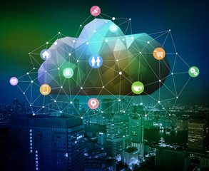 Aufkleber - CPS(Cyber Physical System) conceptual abstract image visual, Cloud Computing, Internet of Things