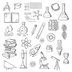 Science and education sketch symbols